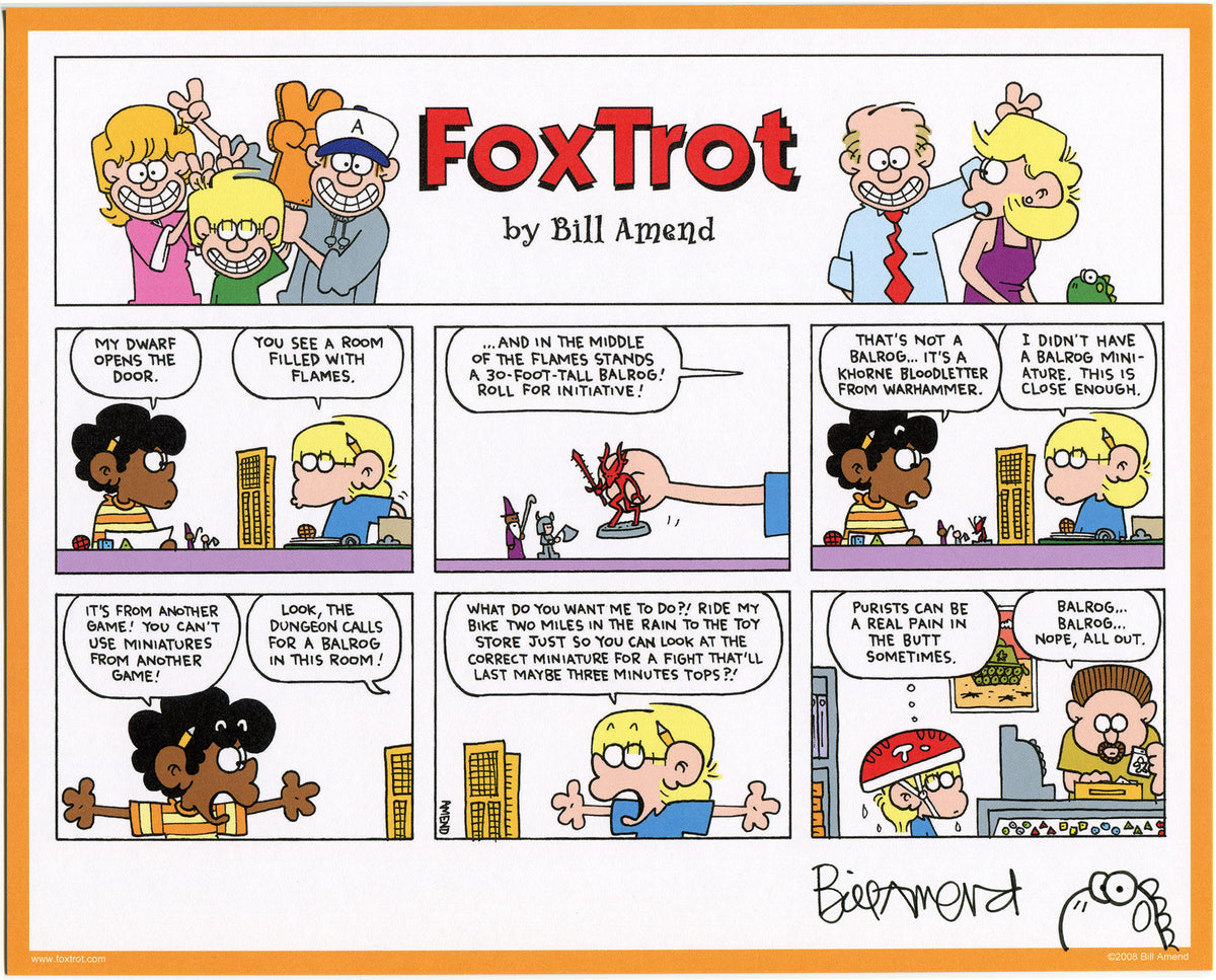 Balrog Purist Signed Print Foxtrot Comic By Bill Amend The Foxtrot Store 