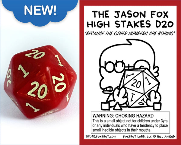 The Jason Fox High Stakes D20 | Half 1s, Half 20s! red dice; red d20; d20 dice; 1s and 20s d20; dnd dice; critical role; critical roll; high stakes dice; foxtrot dice; bill amend 
