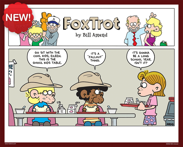 Signed Print - “Ghoul Kids” - FoxTrot comic strip by Bill Amend: 8x10 inch hand-signed comic print by Bill Amend. Printed on premium card stock, ideal for displaying as-is or in a frame. A great gift for Fallout fans! Personalization is not available.