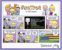 "Doomulus Prime" Signed FoxTrot comic strip by Bill Amend - Peter Fox: What are you screaming about? Jason Fox: Look what I found in the serpent lord's lair!!! Look!!!! Look!!!!! It's the most powerful weapon in all of world of warquest! It's the rarest of the rarest of the rarest epic items! All I have to do is click on it and it's mine! Computer: Disconnected from server. Person: Nooooooo... Person 2: Jenkins, did you trip on that cable again?!